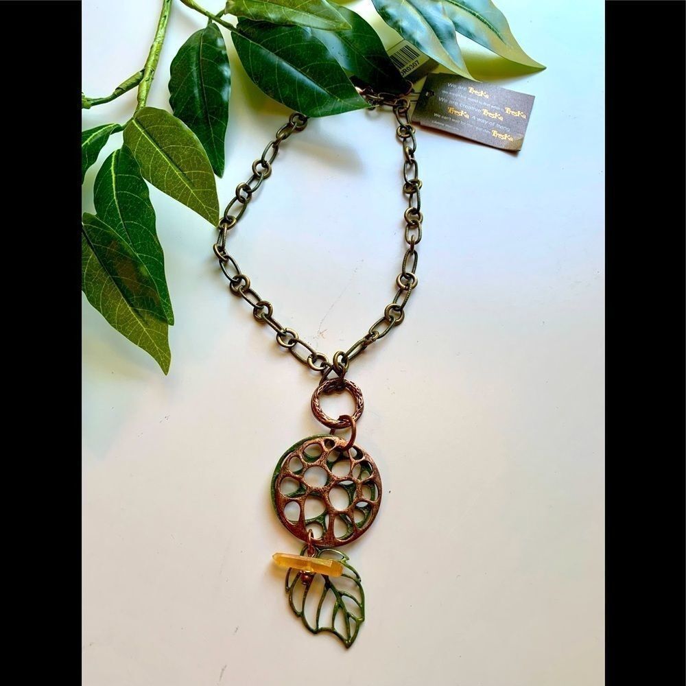 Treska Forest Collection Copper Brass and Patina Necklace